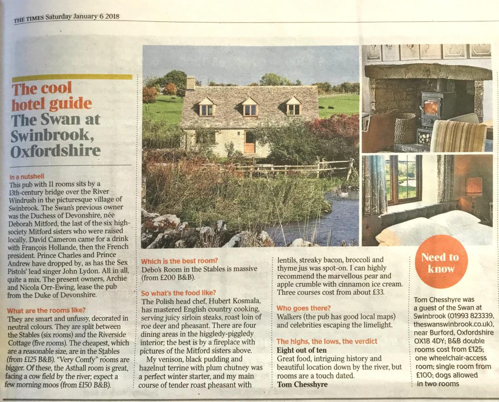The Cool Hotel Guide - the Cotswolds, the Swan at Swinbrook, Oxfordshire